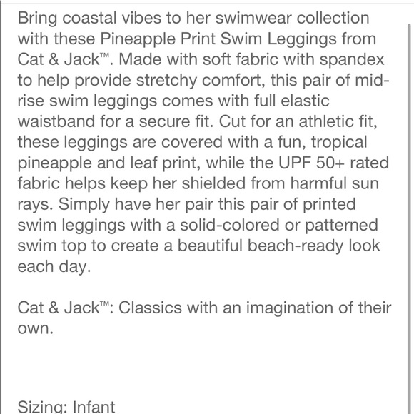 Baby Girls' Pineapple Print Swim Leggings
Cat & Jack Turquoise Blue 12M - Picture 3 of 6